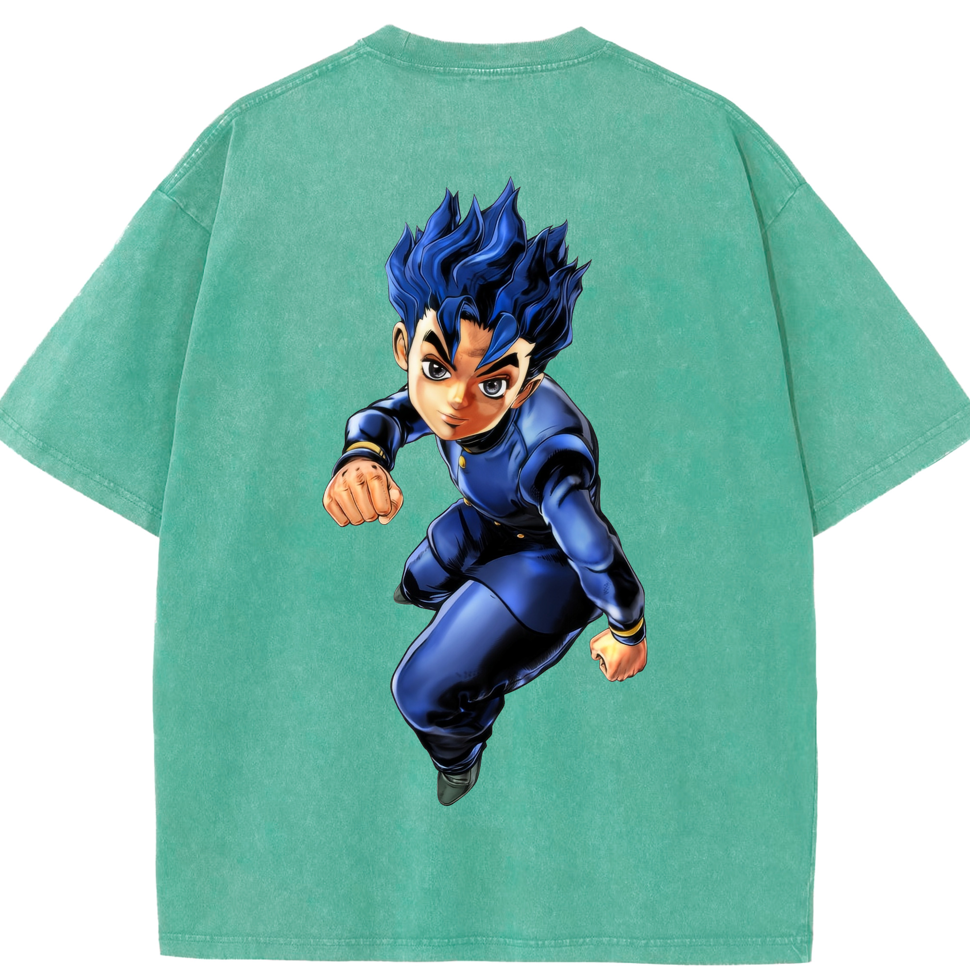（画像用） ジョジョの奇妙な冒険 広瀨康一 JoJo's Bizarre Adventure Hirose Koichi 綿100% ヴィンテージ風 半袖Tシャツ（背面プリント）